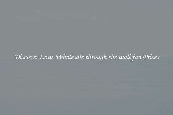 Discover Low, Wholesale through the wall fan Prices